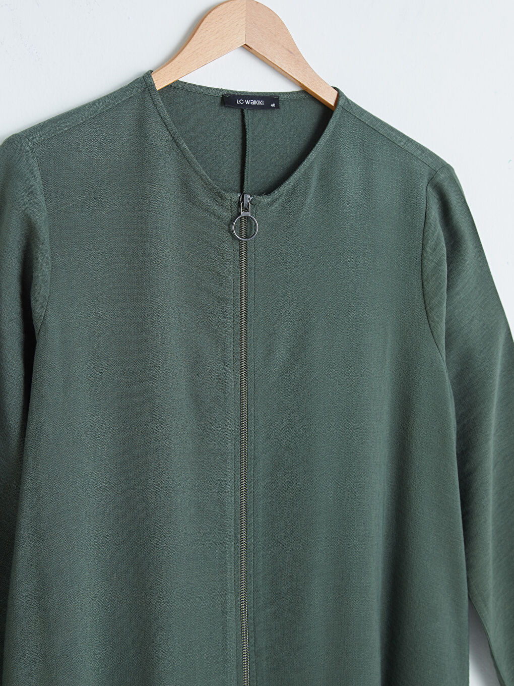 Abaya Longue en Lin avec Fermeture Éclair-6