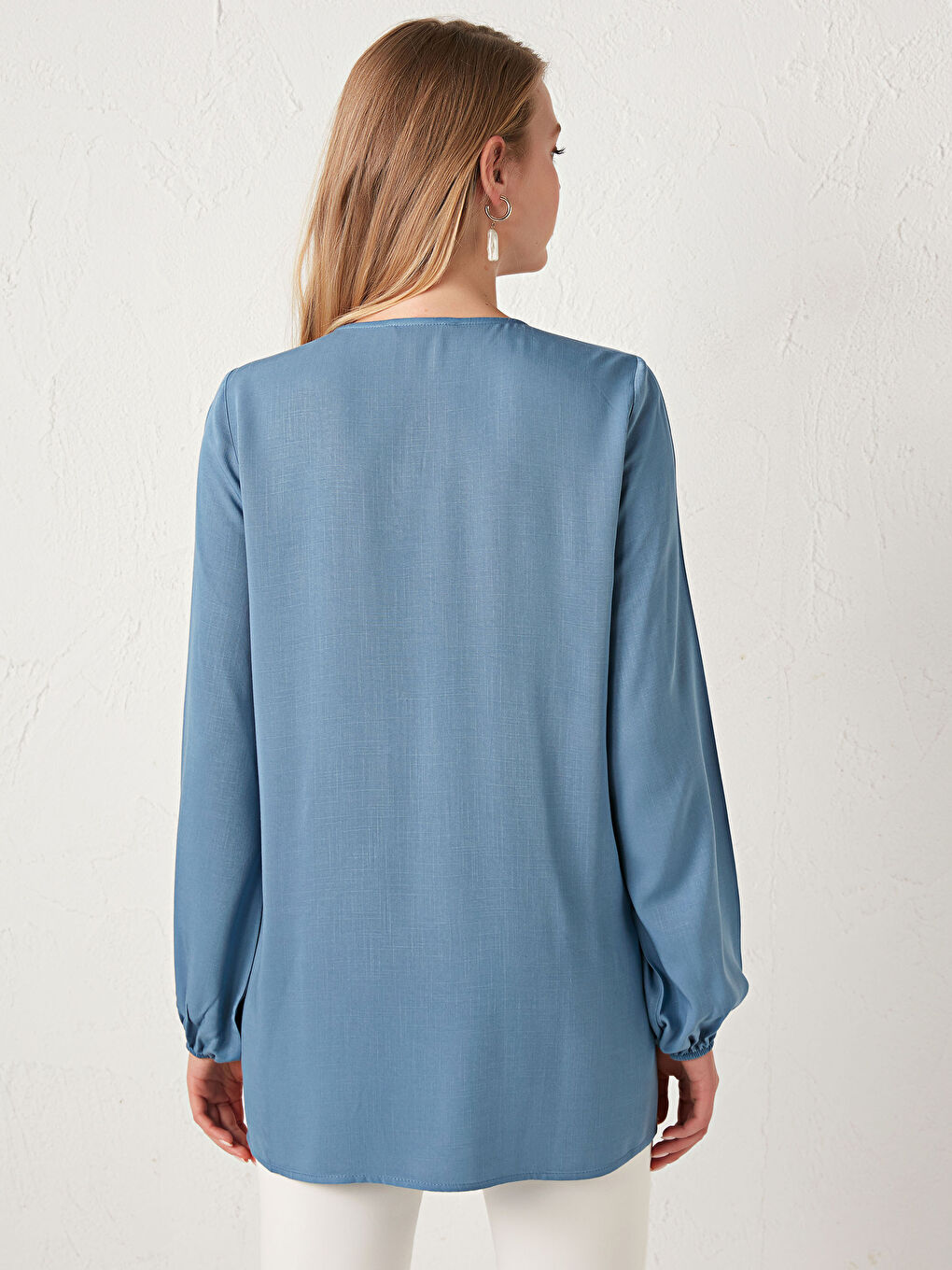 Henley Neckline Embroidery Detailed Viscose Tunic-4