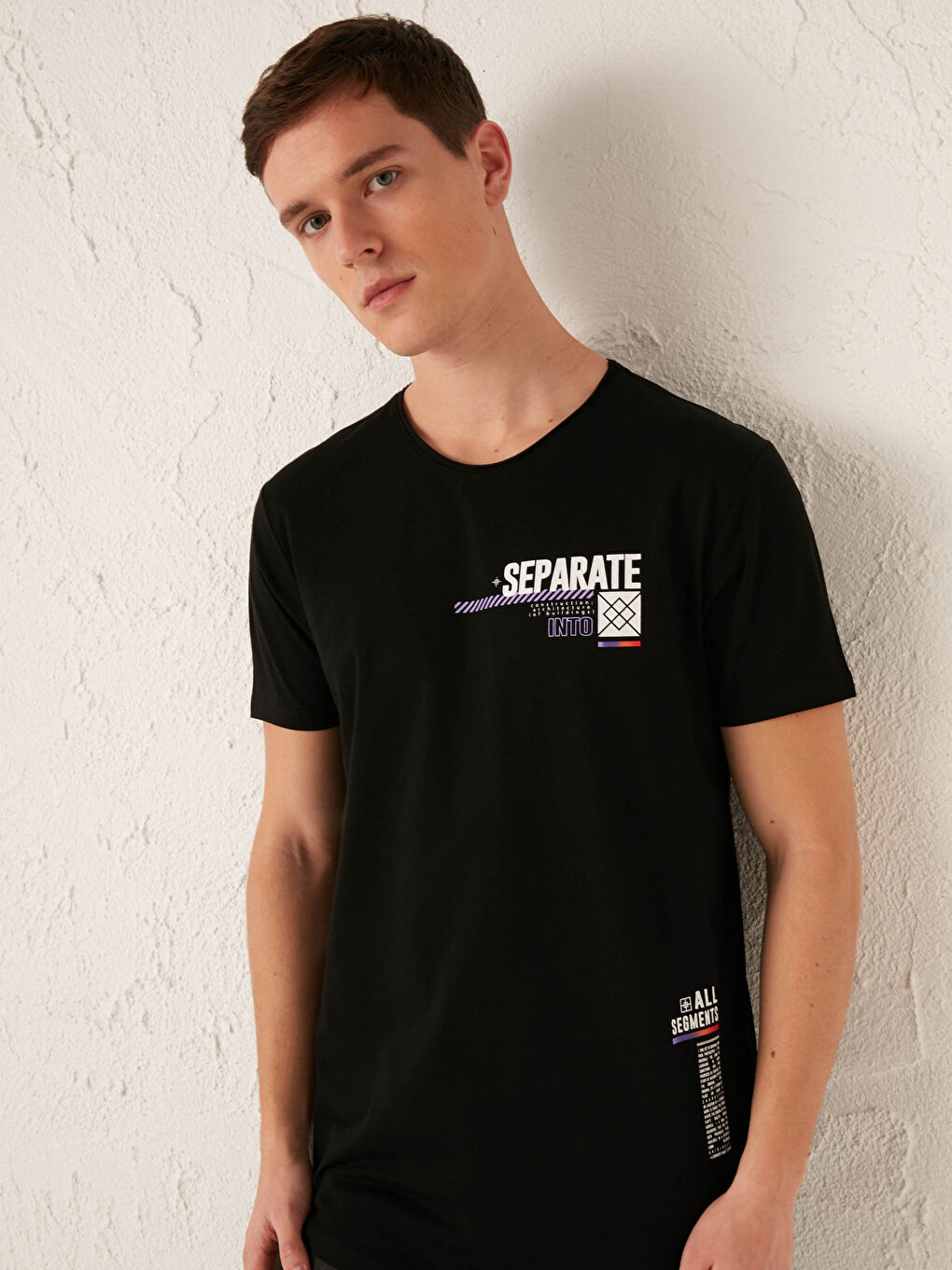 Футболка из чесаного хлопка с круглым вырезом и принтом