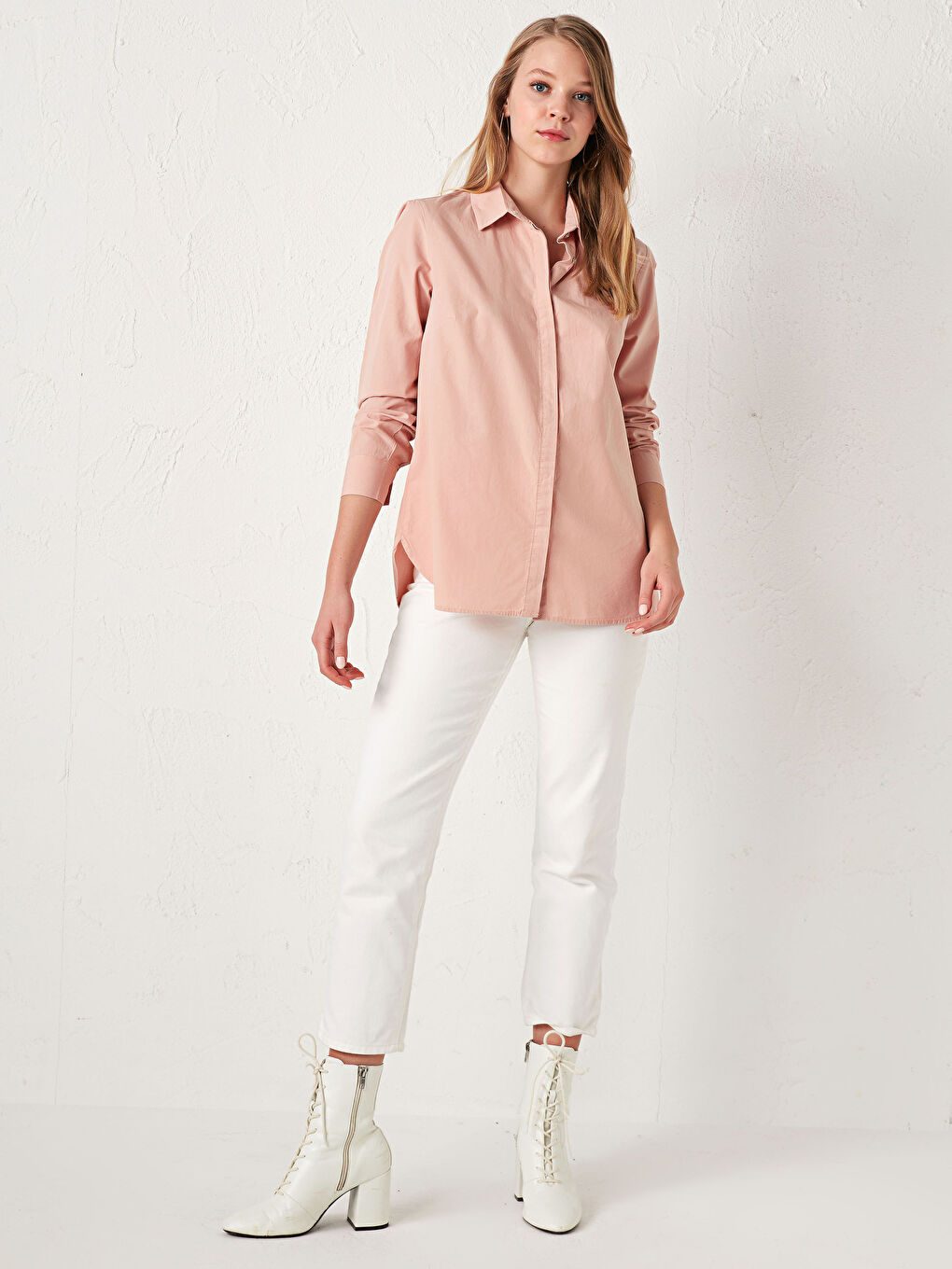 قميص سادة بأزرار مخفية-1