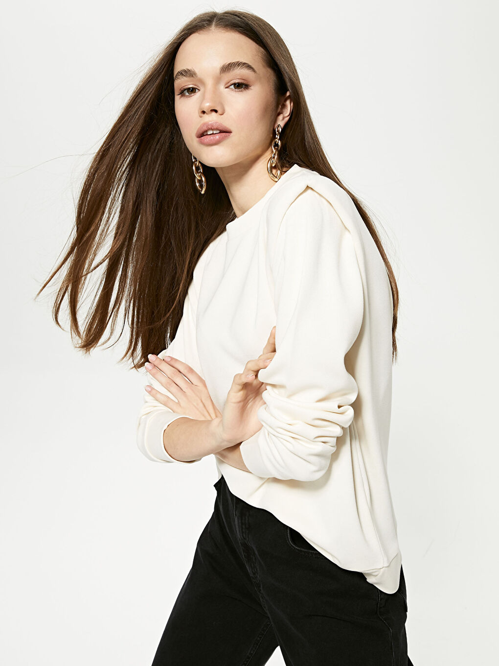 Crew Neck Plain Sweatshirt