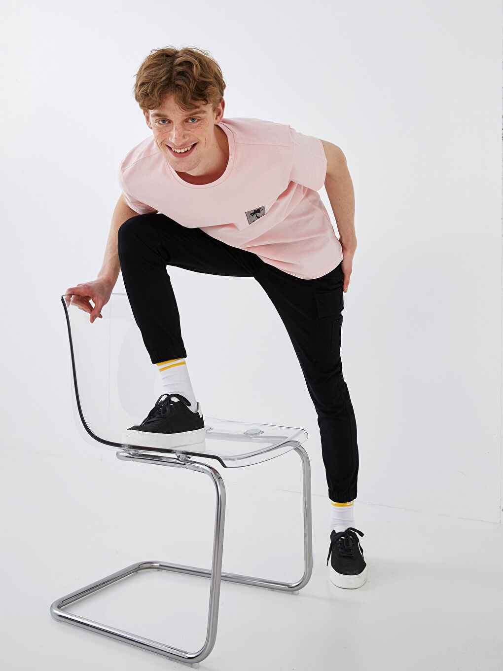 Siyah Dar Kalıp Erkek Jogger Pantolon-3