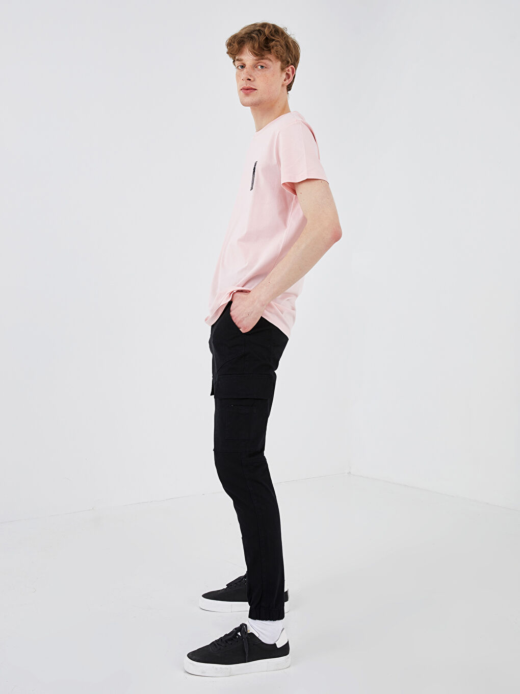 Siyah Dar Kalıp Erkek Jogger Pantolon-4