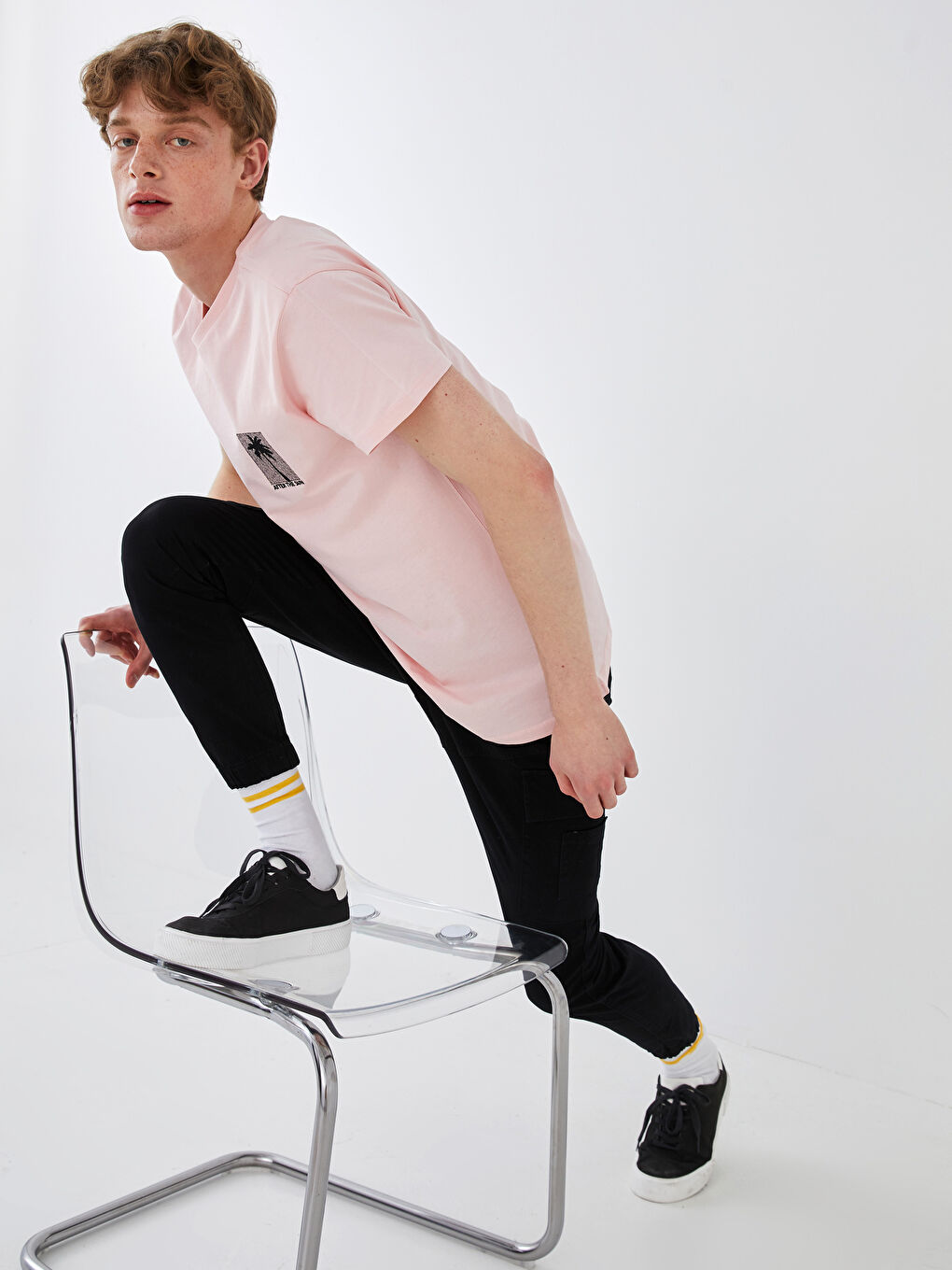 Siyah Dar Kalıp Erkek Jogger Pantolon-1