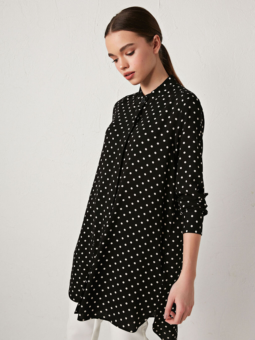 Polka Dot Long Sleeve Women's Shirt Tunic