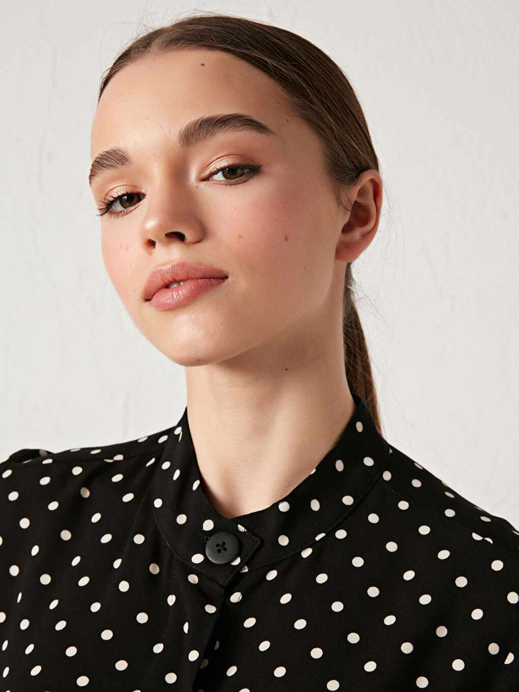 Polka Dot Long Sleeve Women's Shirt Tunic-2