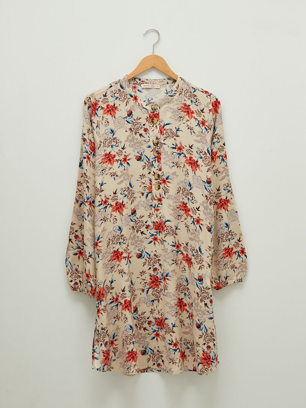 Henley Neckline Floral Printed Viscose Tunic-5