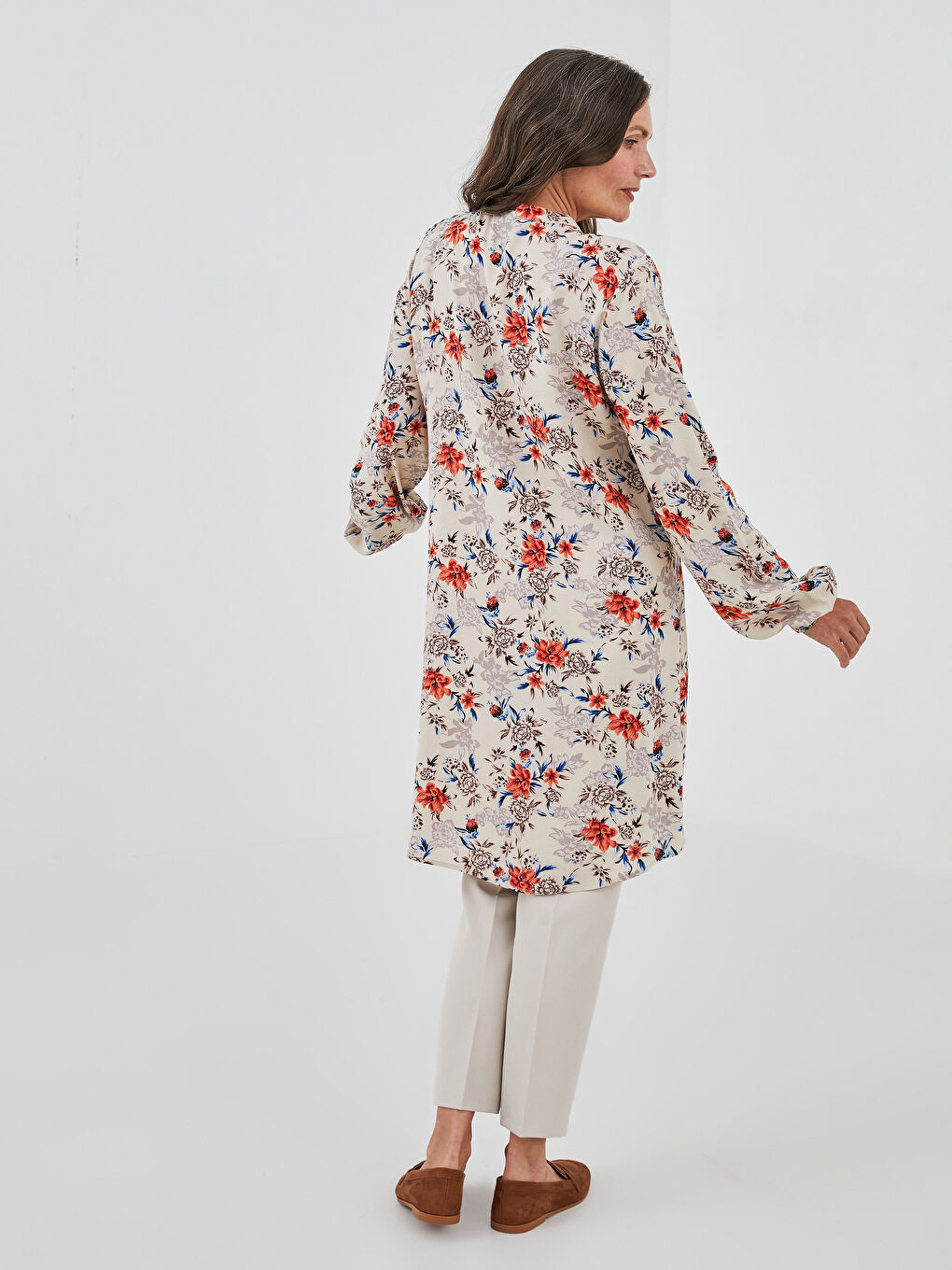 Henley Neckline Floral Printed Viscose Tunic-3