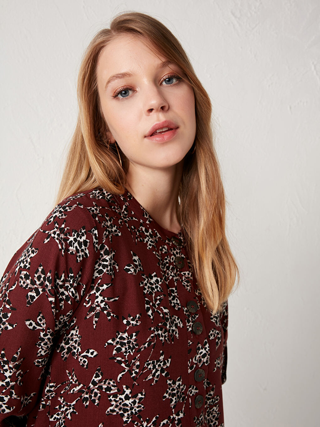 Henley Neckline Floral Printed Viscose Tunic-3