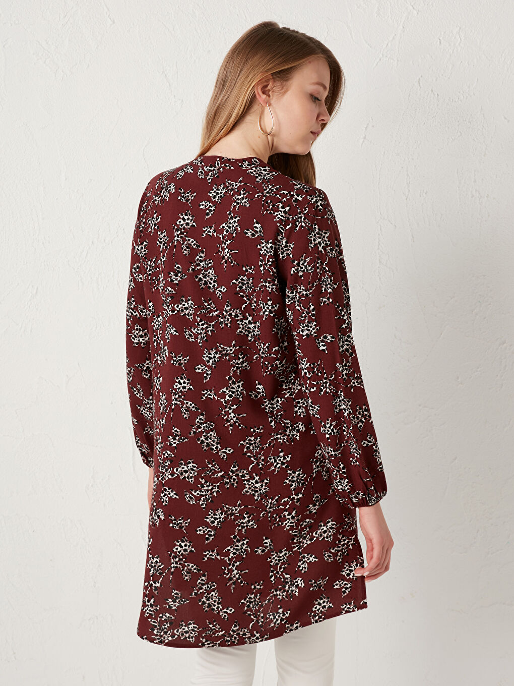 Henley Neckline Floral Printed Viscose Tunic-4
