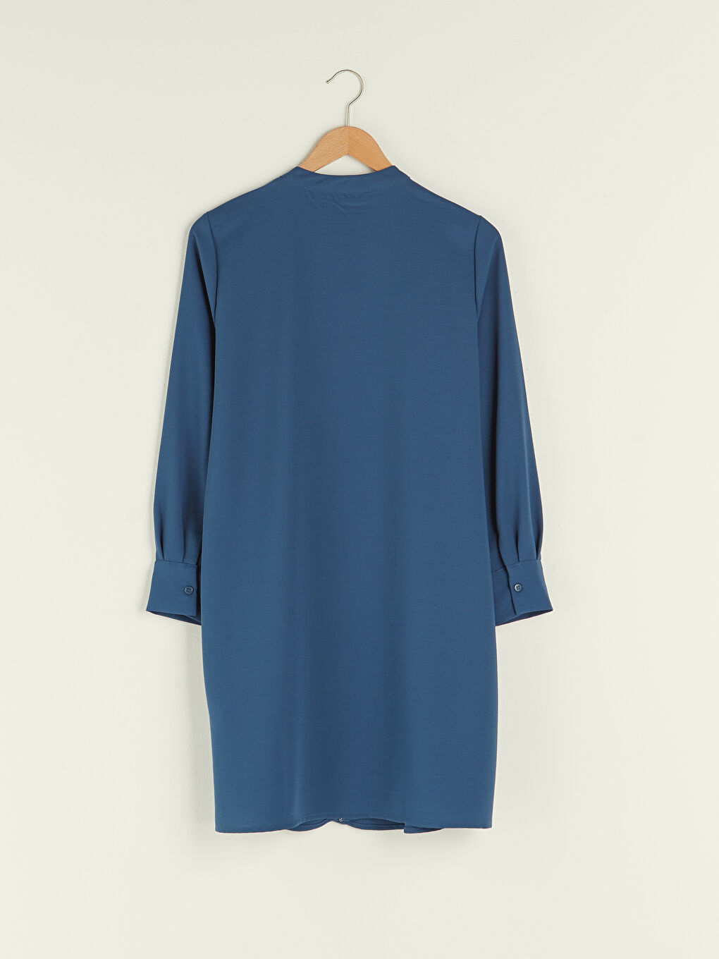 Grandad Collar Hidden Button Closure Long Sleeve Women's Tunic-5