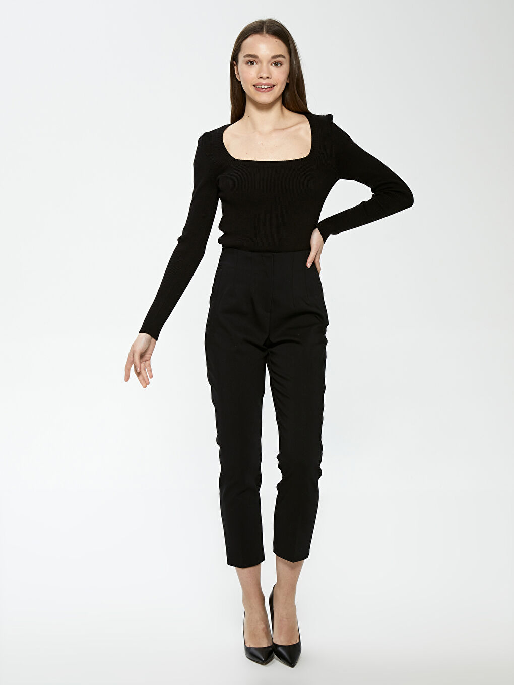 LCW Vision Square Neck Crop Knitwear Sweater -S1CF67Z8-CVL