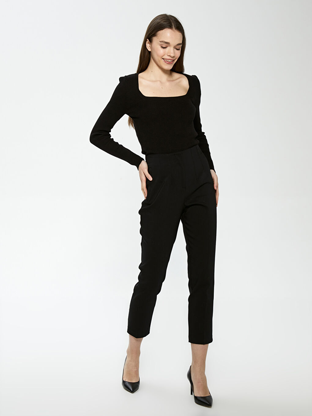 LCW Vision Square Neck Crop Knitwear Sweater -S1CF67Z8-CVL