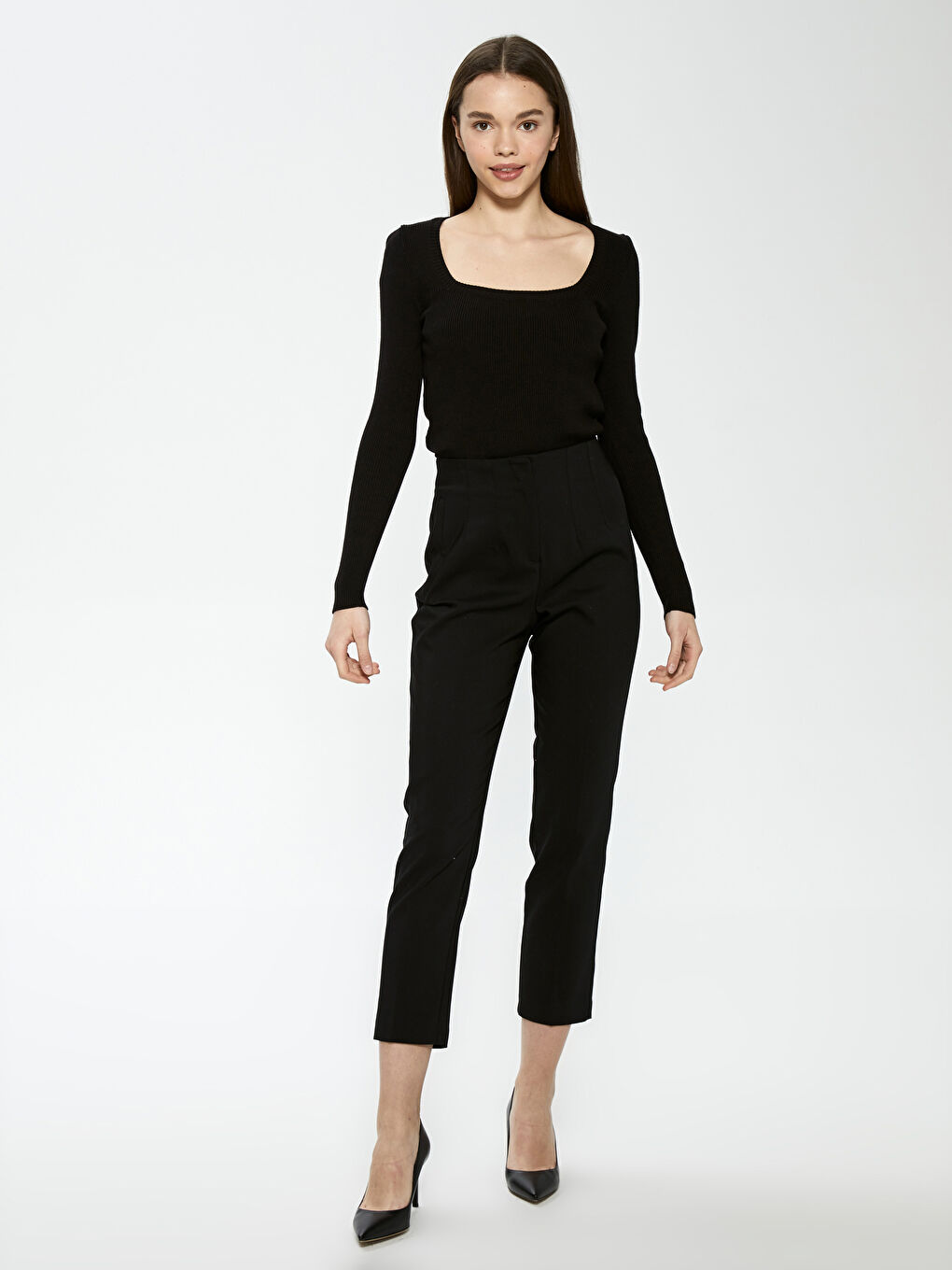 LCW Vision Square Neck Crop Knitwear Sweater -S1CF67Z8-CVL