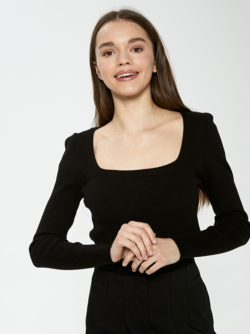 LCW Vision Square Neck Crop Knitwear Sweater -S1CF67Z8-CVL