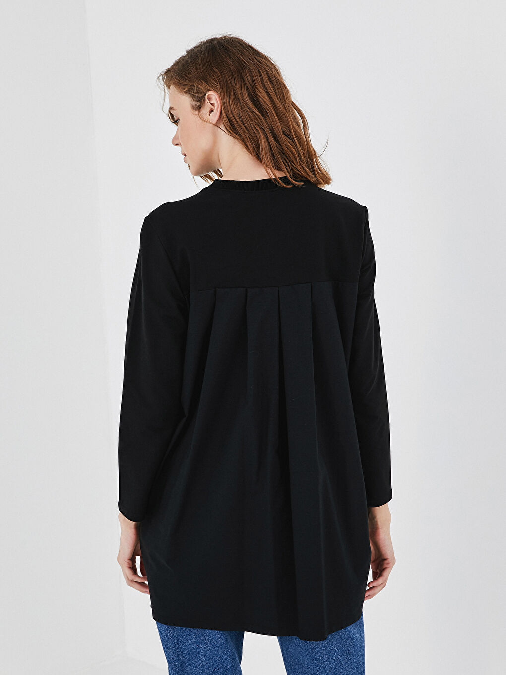 تونيك سويتشيرت سادة بياقة دائرية للسيدات-3