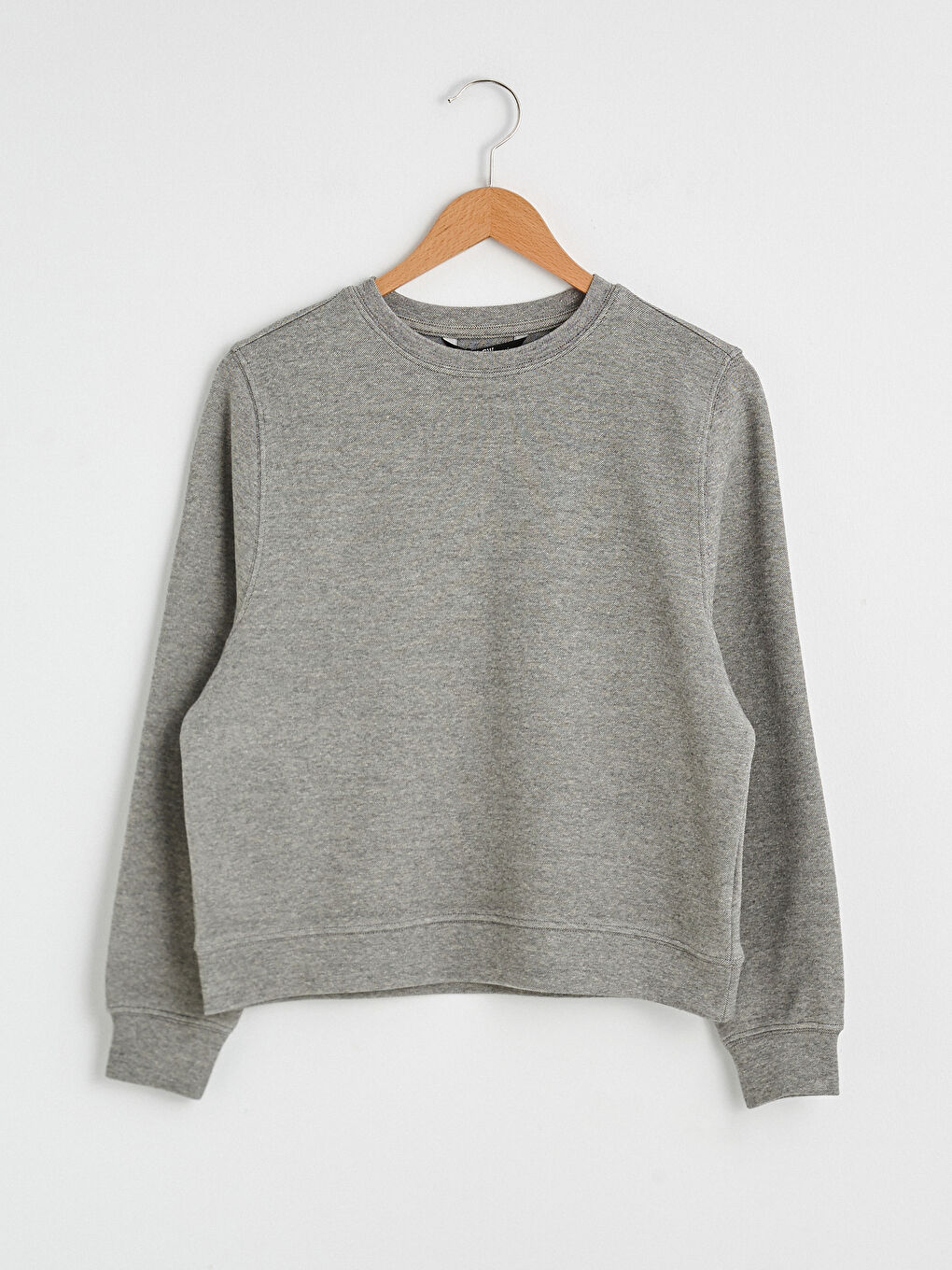 Antrasit Bisiklet Yaka Düz Sweatshirt-6