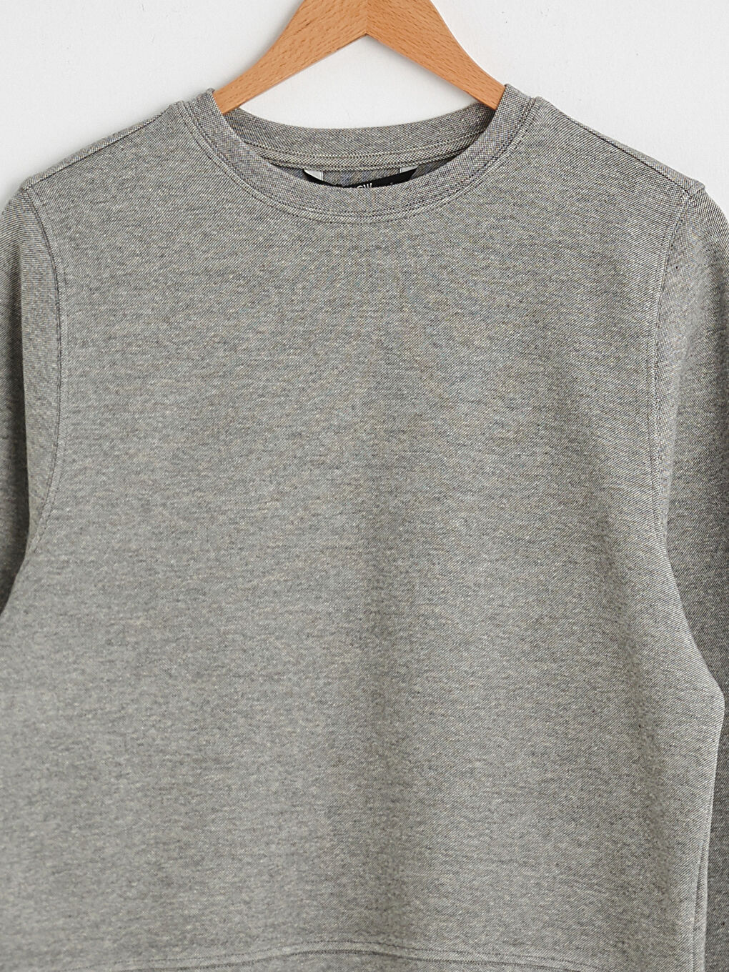 Antrasit Bisiklet Yaka Düz Sweatshirt-8