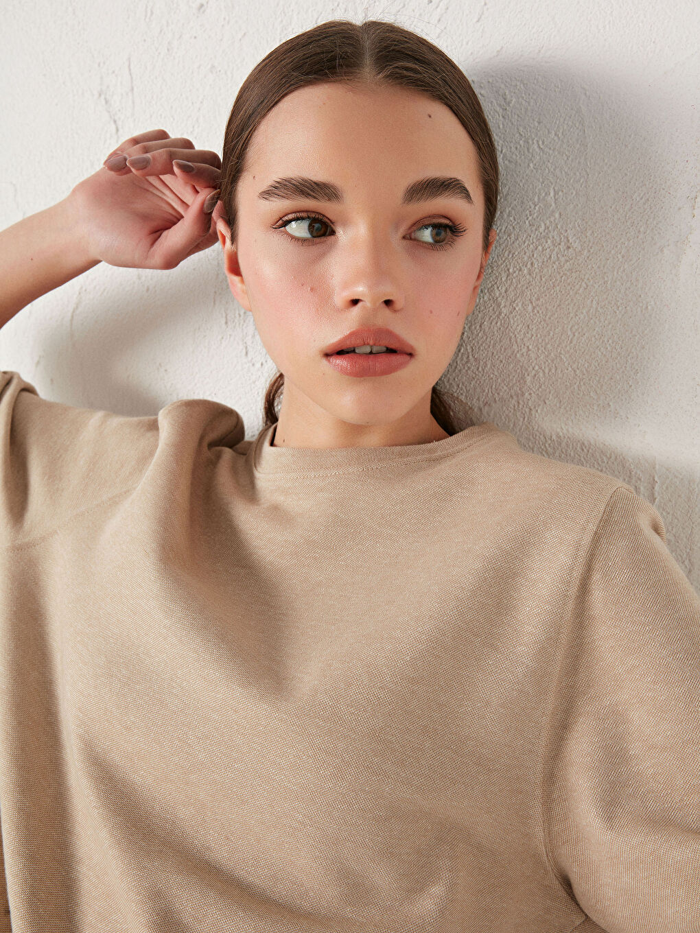 Sweat-shirt Uni à Col Rond-7