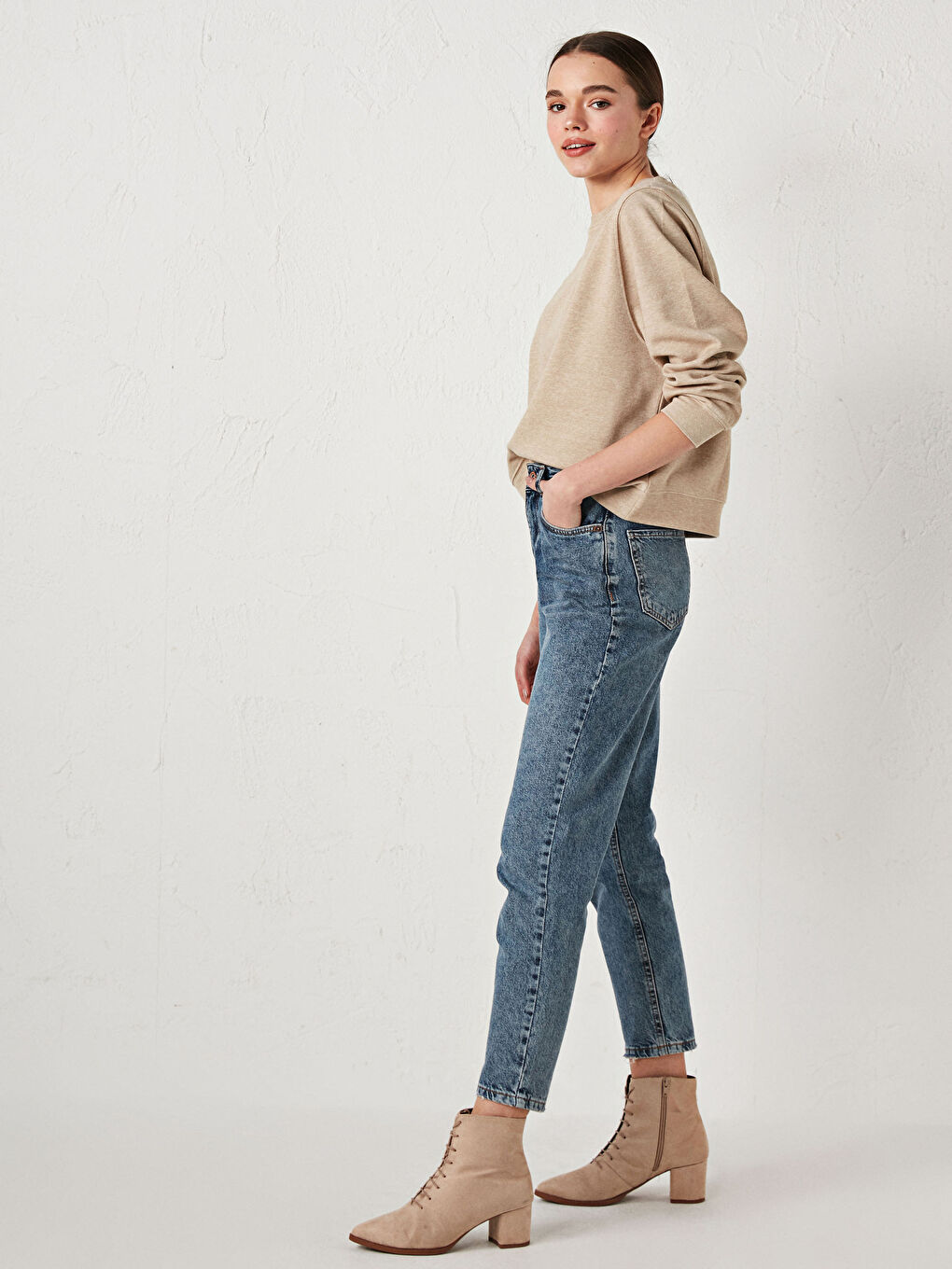 Sweat-shirt Uni à Col Rond-8