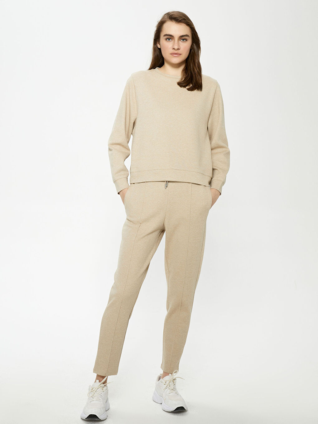 Sweat-shirt Uni à Col Rond-2