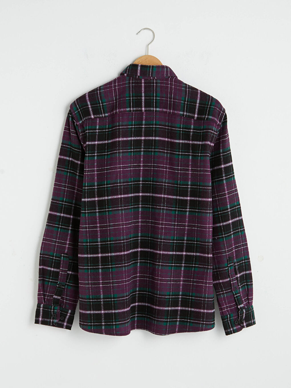 Тясна Кройка Карирана Фланелена Риза за Мъже с Дълъг Ръкав-1