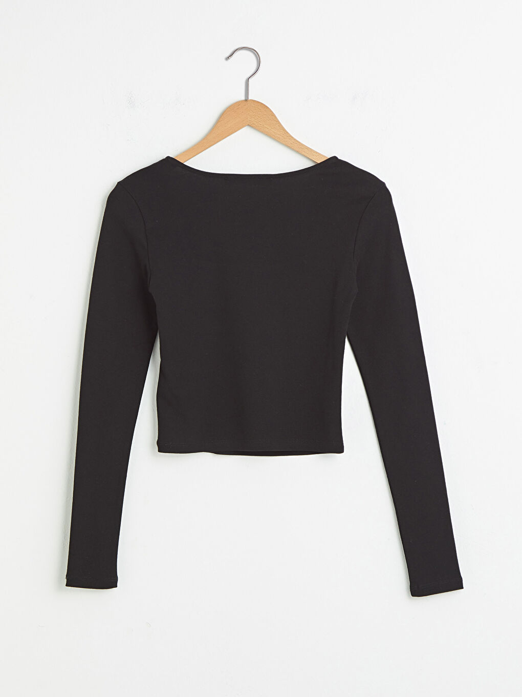 Square Collar Plain Long Sleeve Women's T-Shirt-6