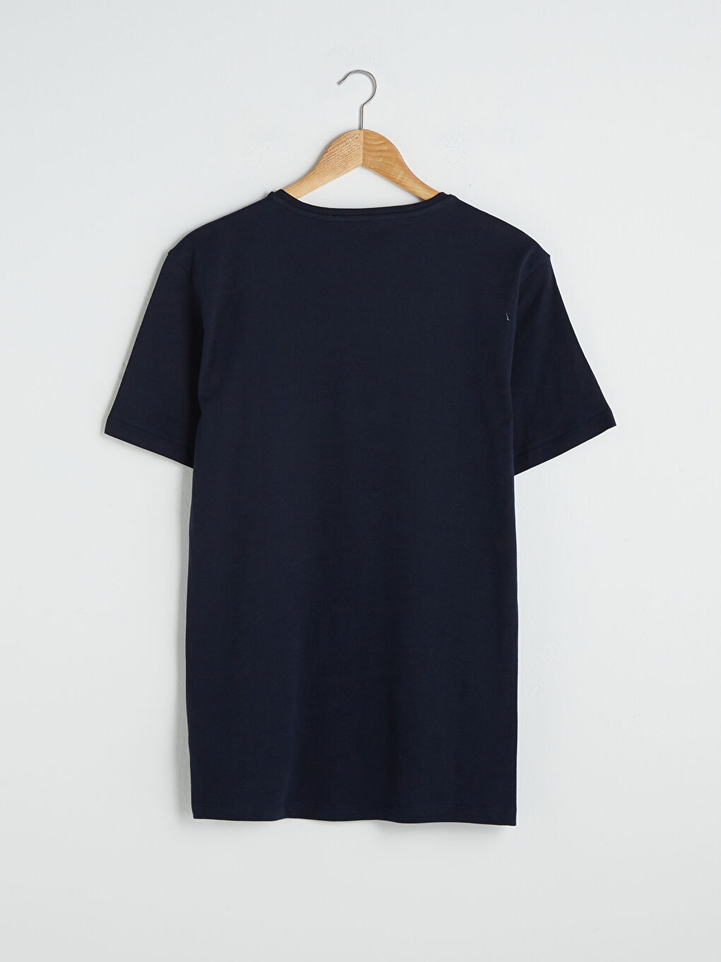 Lacivert Bisiklet Yaka Kısa Kollu Baskılı Penye Erkek Tişört-6