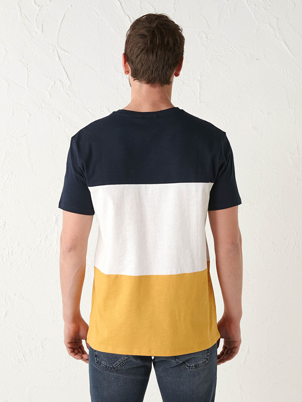 Crew Neck Short Sleeve Color Block Jersey Men's T-Shirt-4