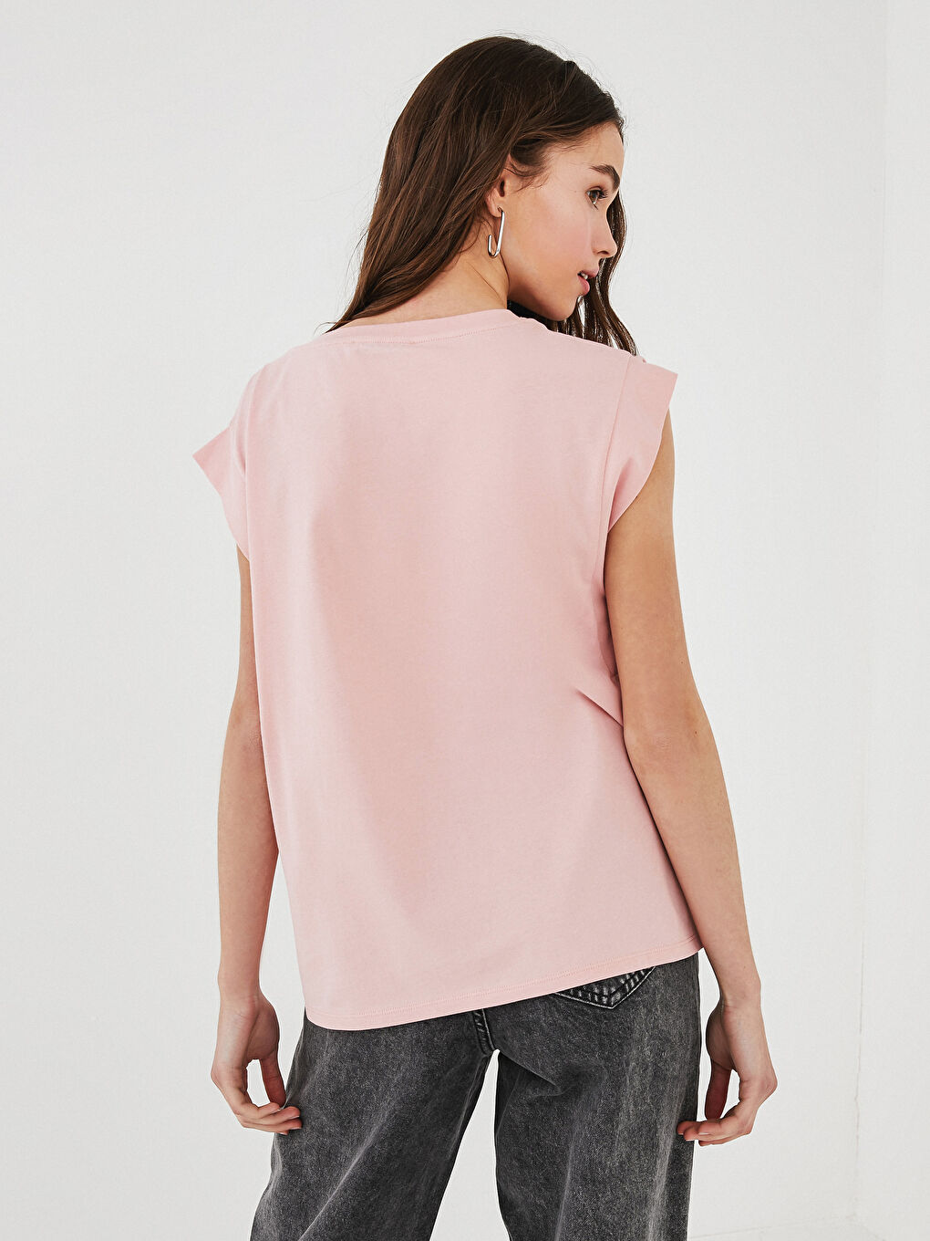 Crew Neck Printed Sleeveless Cotton Women's T-Shirt-5