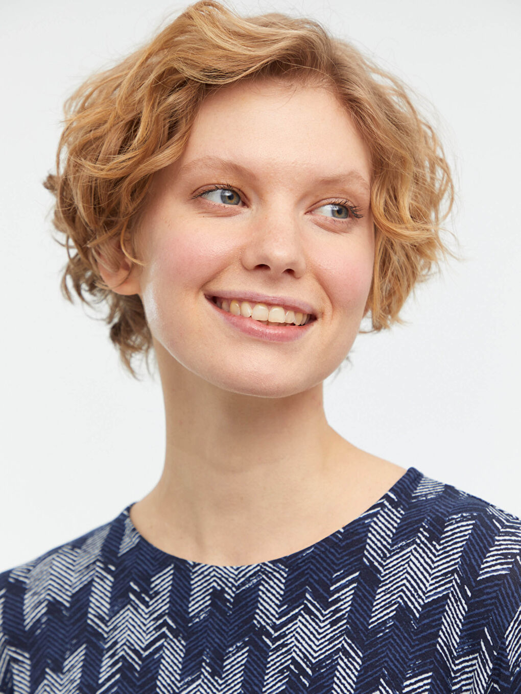 Mavi Bisiklet Yaka Desenli Uzun Kollu Viskon Kadın Elbise-6