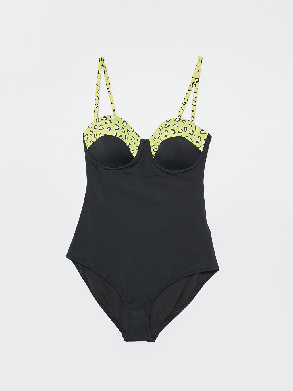 Siyah Desenli Raşel Kumaştan Kadın Mayo