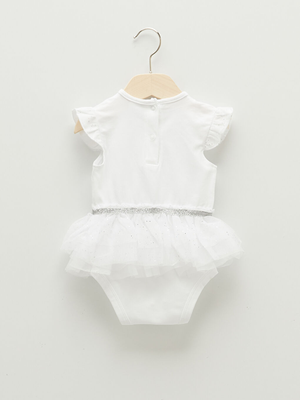 Body Fetiță cu Guler Rotund, Mânecă Scurtă, Imprimat și Fustă Tulle, cu Capse-1