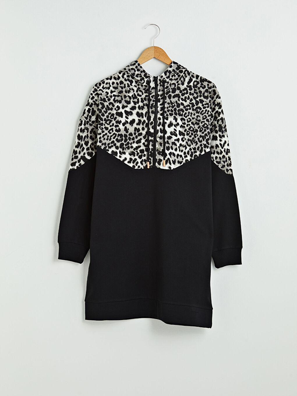 Свитшот-туника женская с капюшоном, узорчатая, с длинным рукавом-6