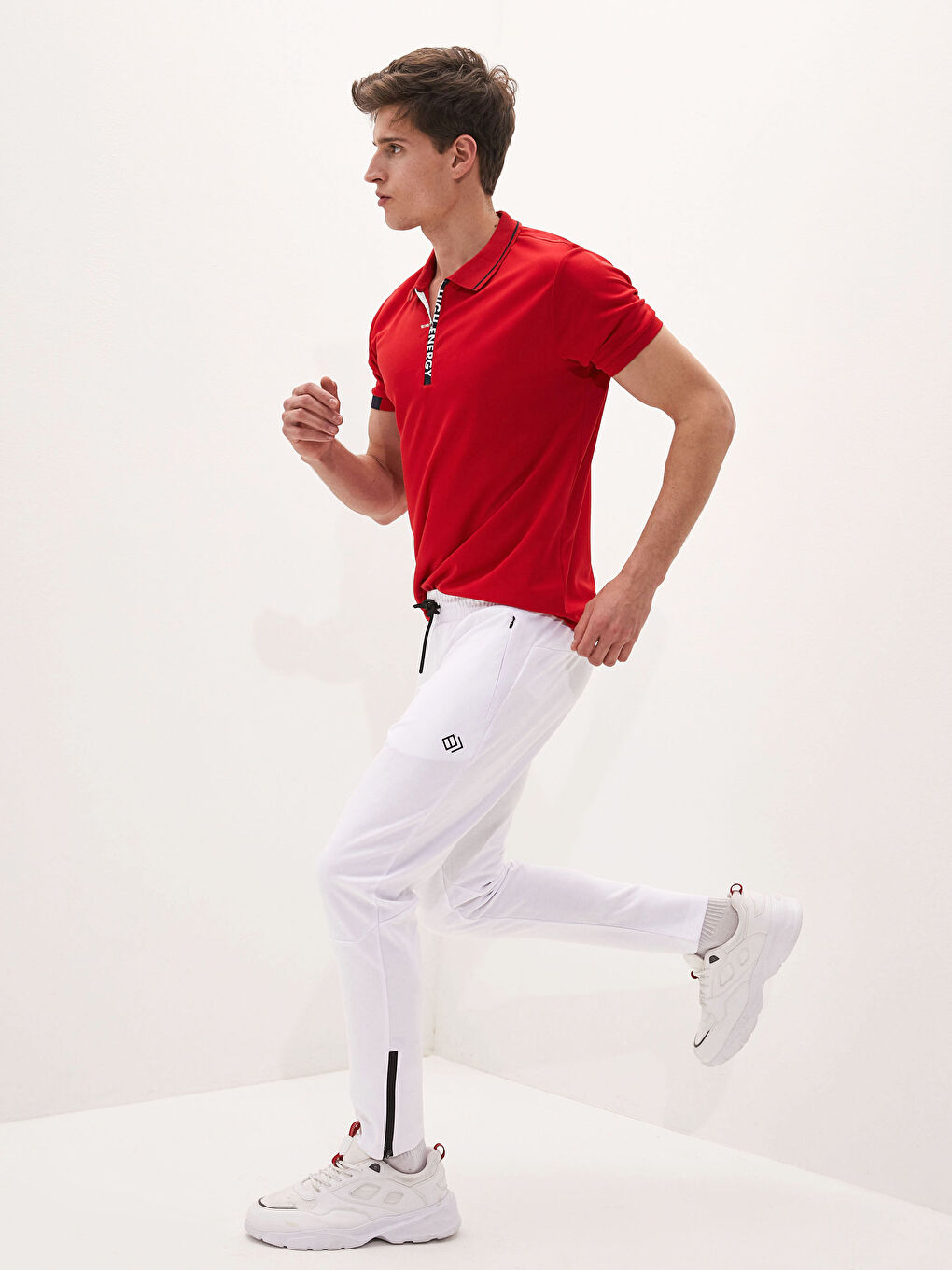 Beyaz Standart Kalıp Aktif Spor Erkek Eşofman Altı-1