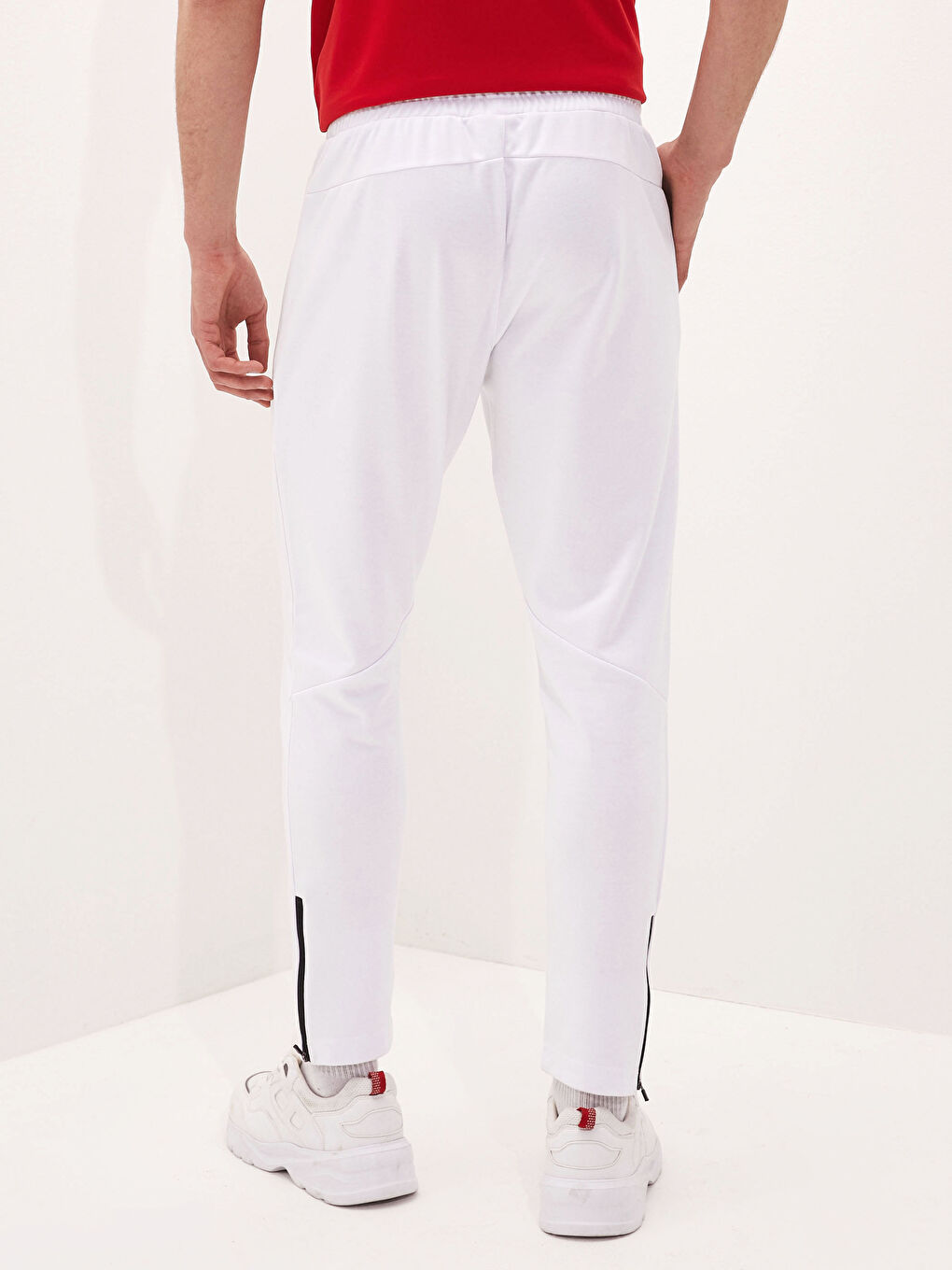 Beyaz Standart Kalıp Aktif Spor Erkek Eşofman Altı-4