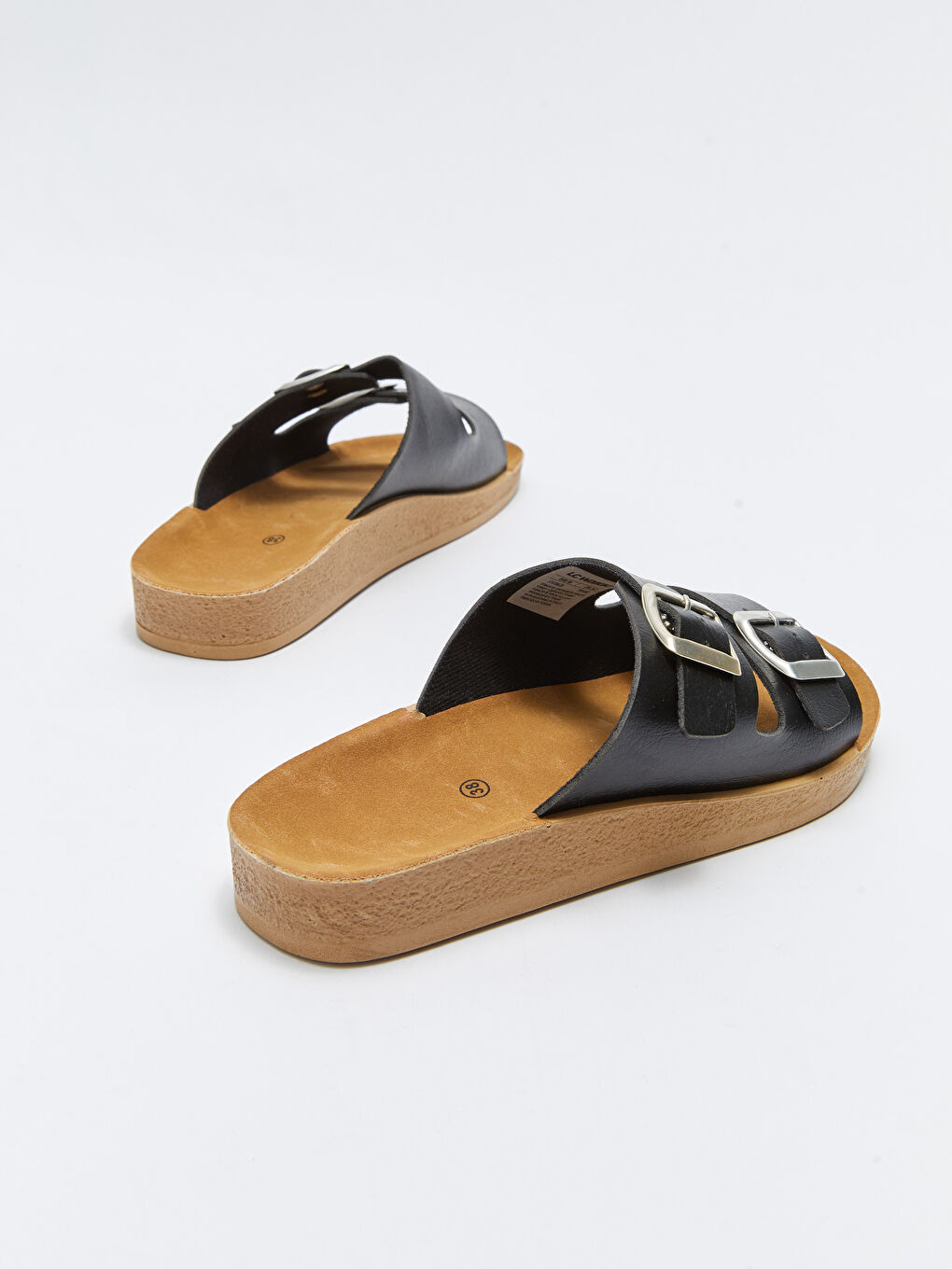 Siyah Kadın Çift Bantlı Kalın Taban Terlik-4