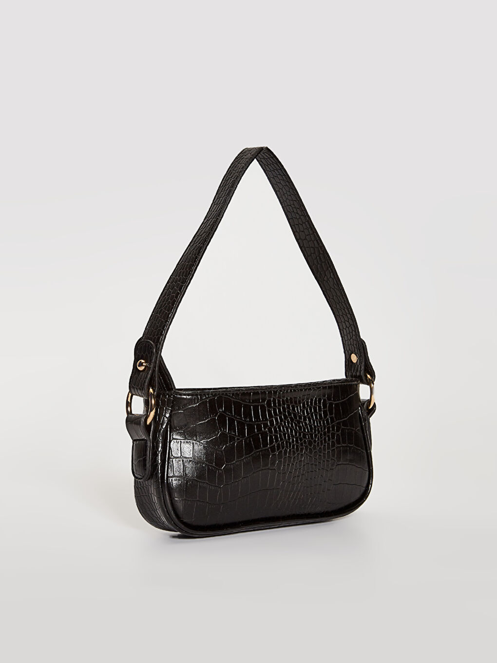 Siyah Kadın Deri Görünümlü Kol Çantası-1