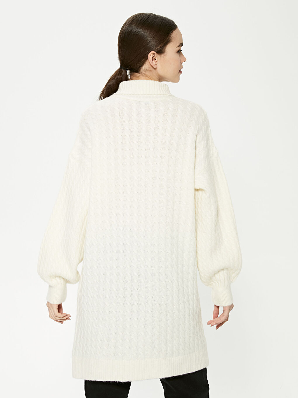 Polo Neck Self Patterned Knitwear Tunic-5