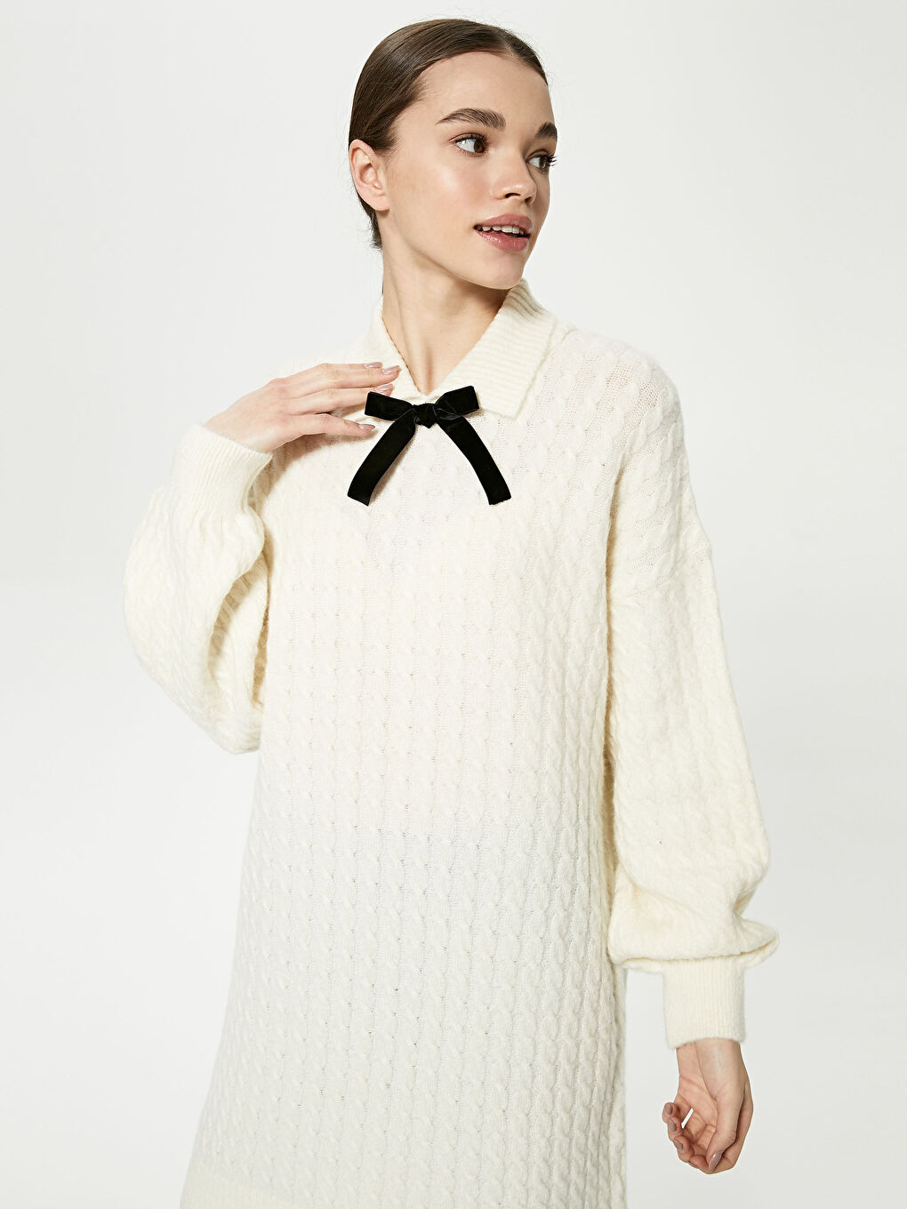Polo Neck Self Patterned Knitwear Tunic-6