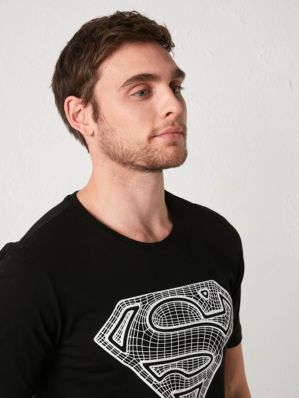 Siyah Dar Kalıp Süperman Baskılı Pijama Takım-2