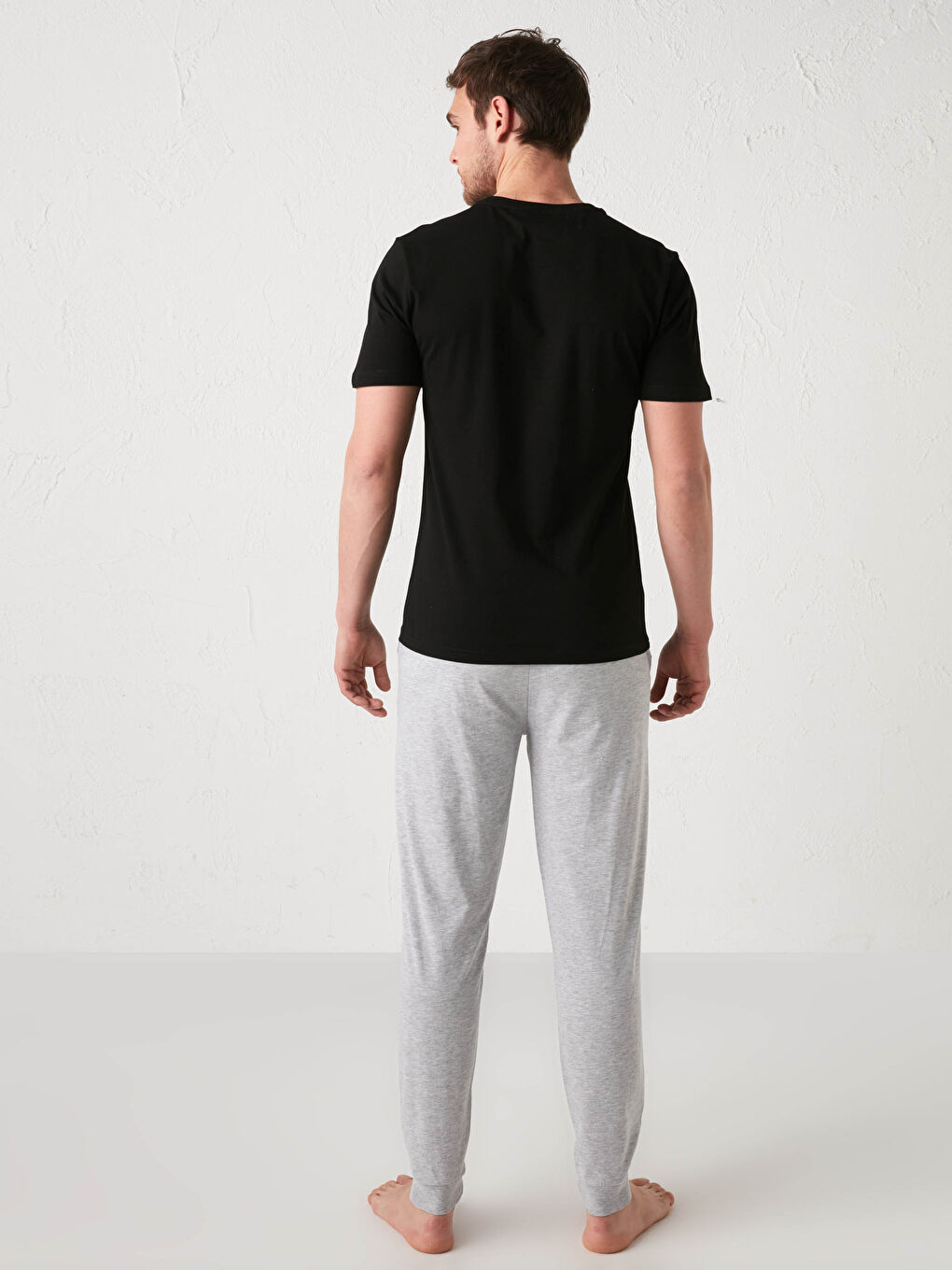 Siyah Dar Kalıp Süperman Baskılı Pijama Takım-3