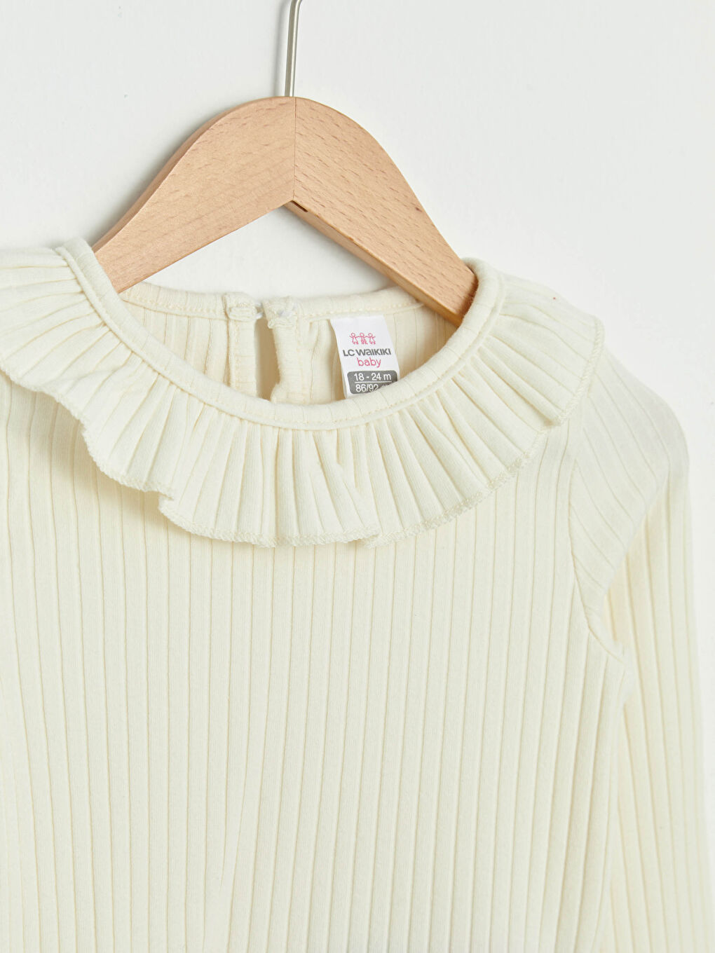 Ekru Bisiklet Yaka Uzun Kol Kız Bebek Tişört ve Ekose Elbise 2'li Takım-4