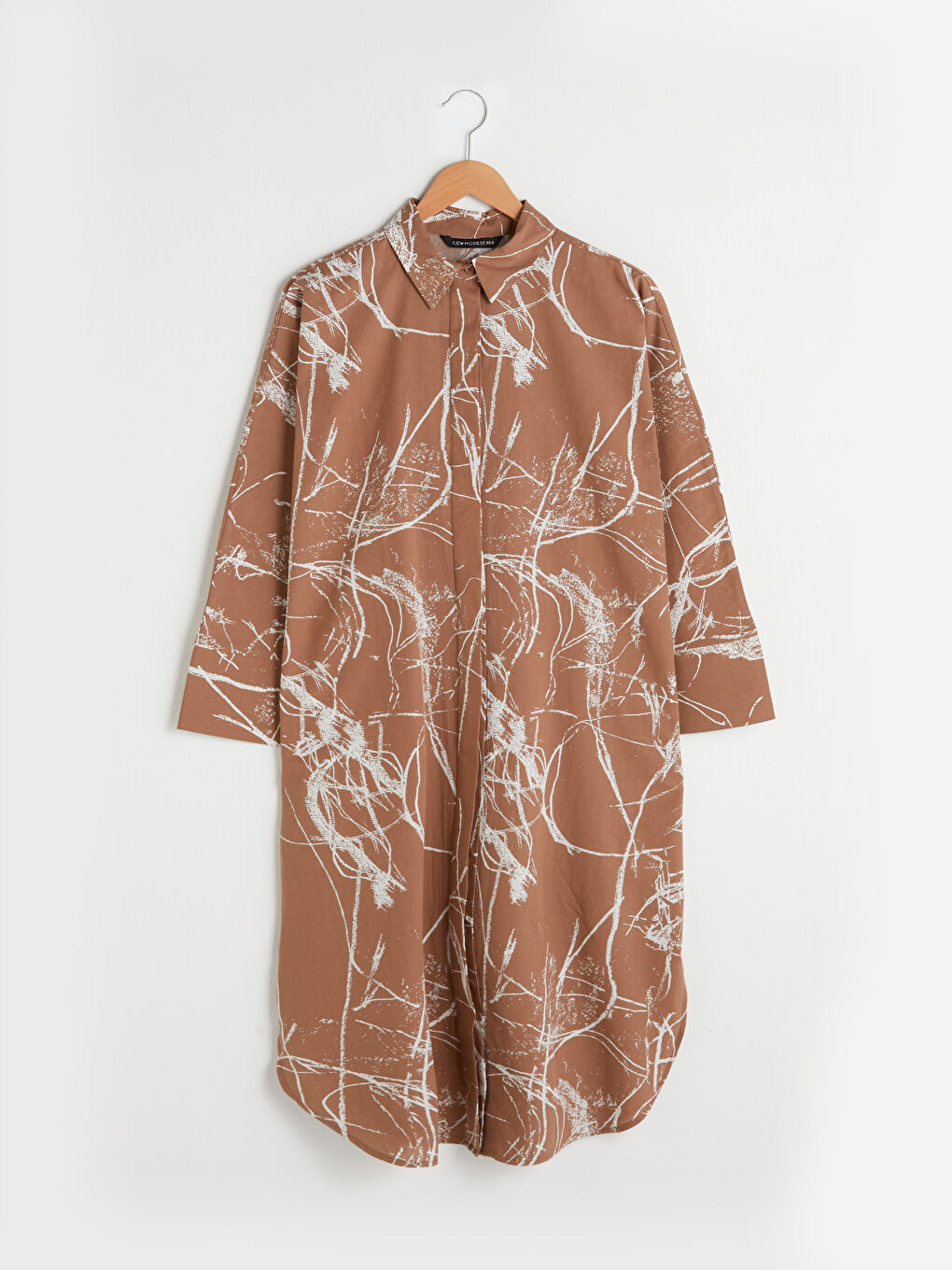 Bej Desenli Uzun Kollu Belmando Kadın Gömlek Tunik-5