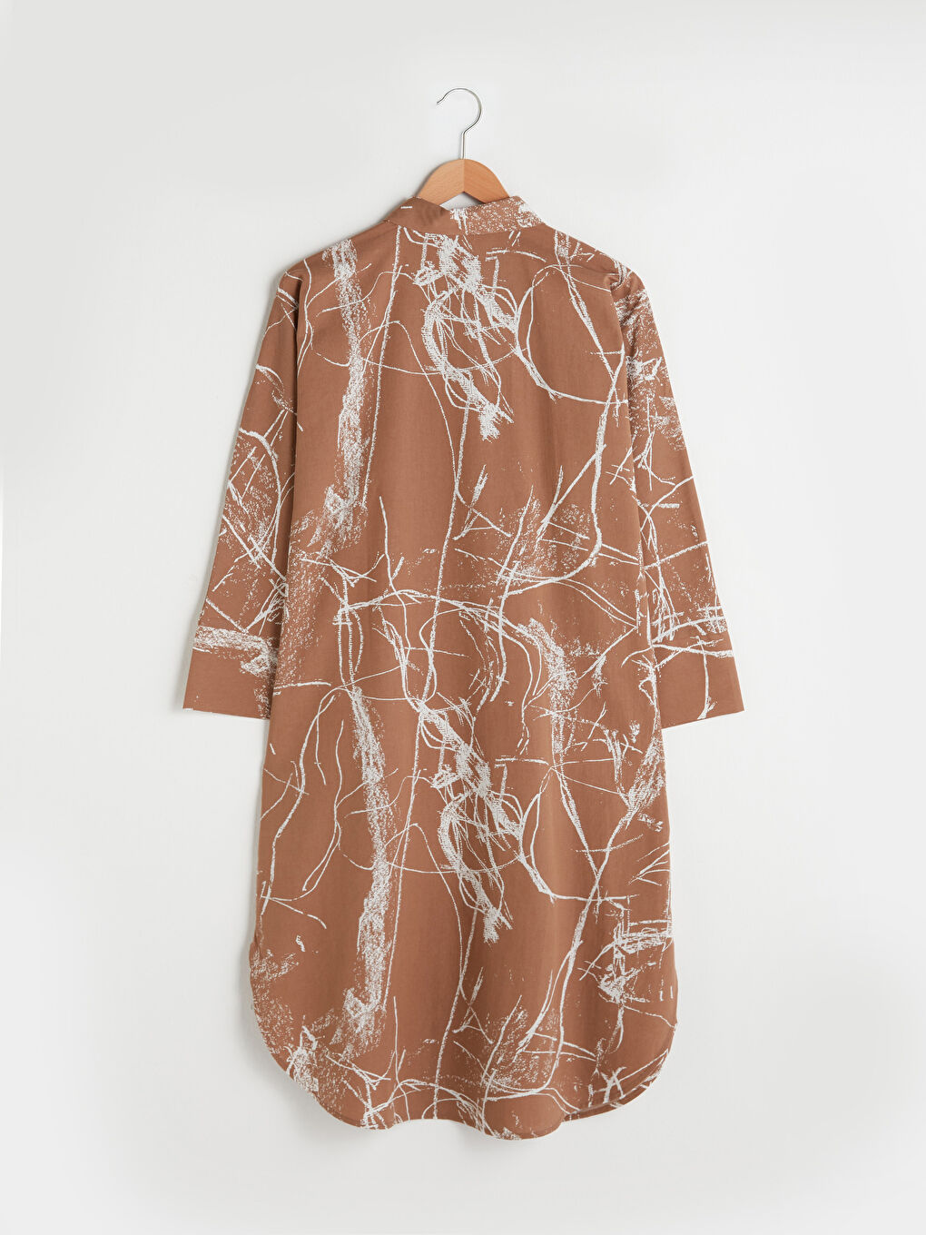 Bej Desenli Uzun Kollu Belmando Kadın Gömlek Tunik-6