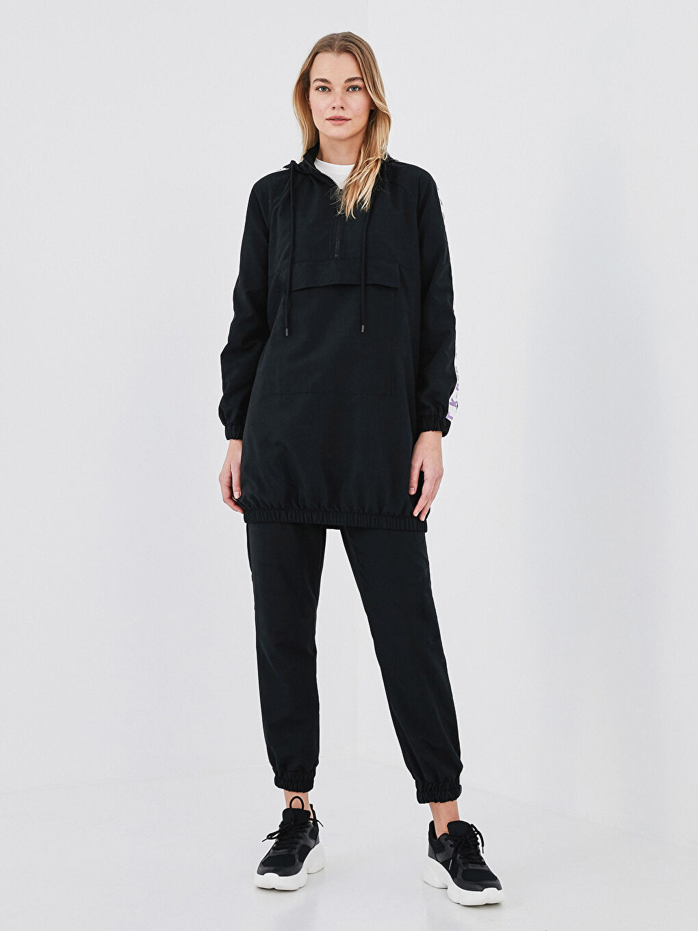 Siyah Beli Lastikli Comfort Fit Harem Kadın Pantolon