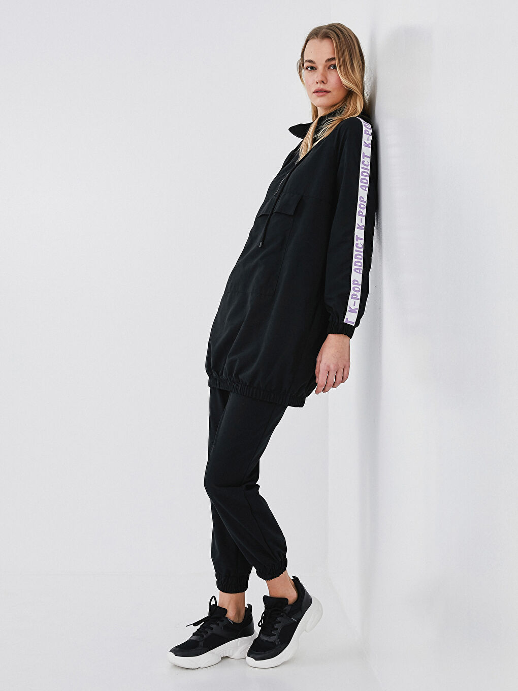 Siyah Beli Lastikli Comfort Fit Harem Kadın Pantolon-1