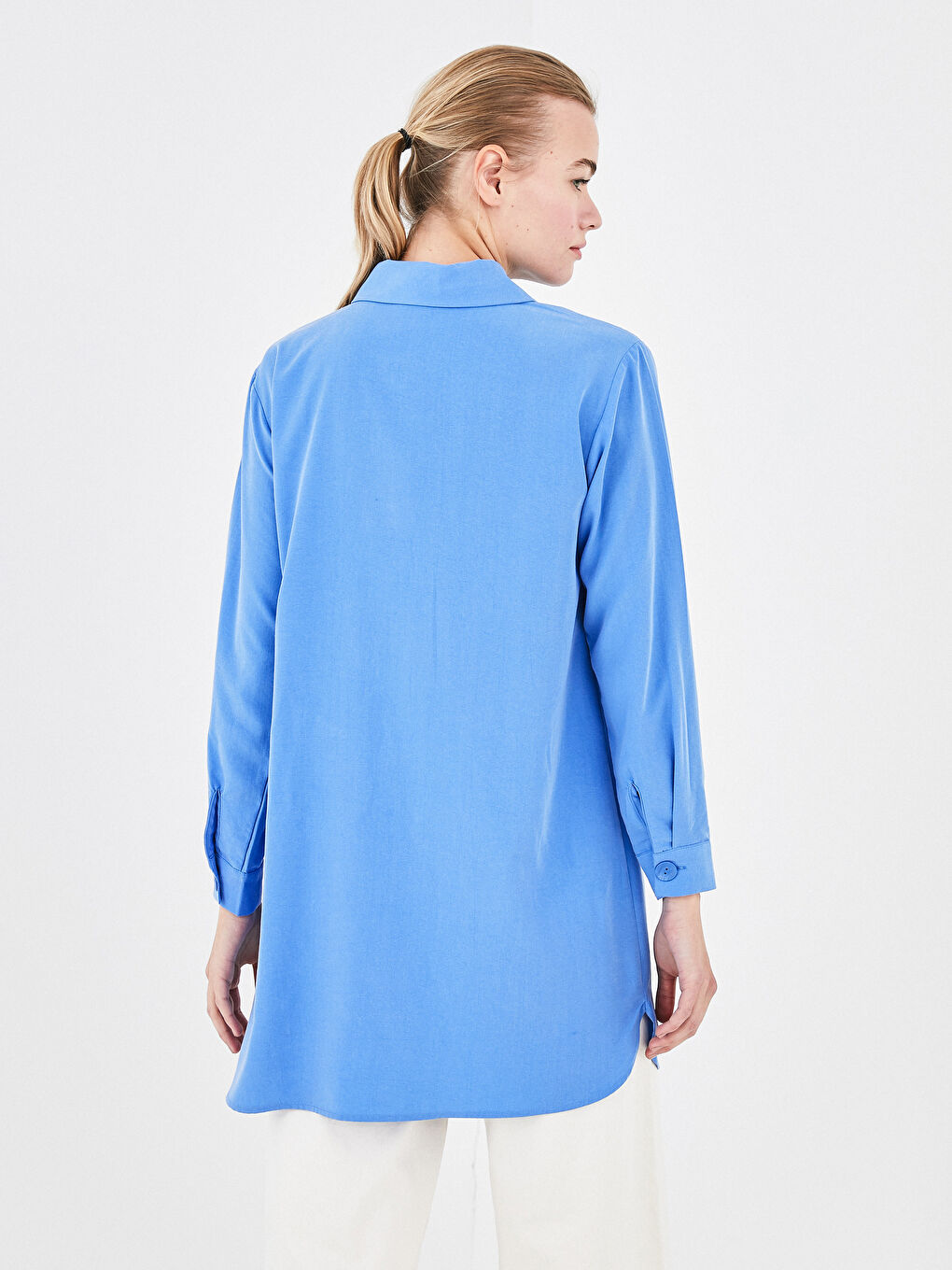 Plain Long Sleeve Oversize Women's Shirt Tunic-3