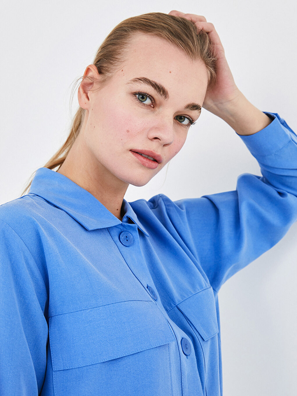 Plain Long Sleeve Oversize Women's Shirt Tunic-1