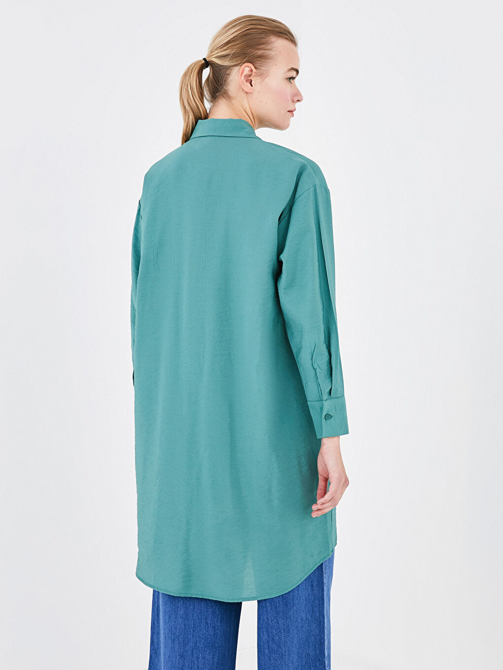 LCW Modest Plain Long Sleeve Oversize Women's Shirt Tunic -S1CK15Z8-RKG